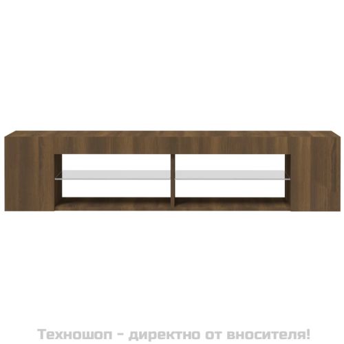 ТВ шкаф с LED осветление, кафяв дъб, 135x39x30 см