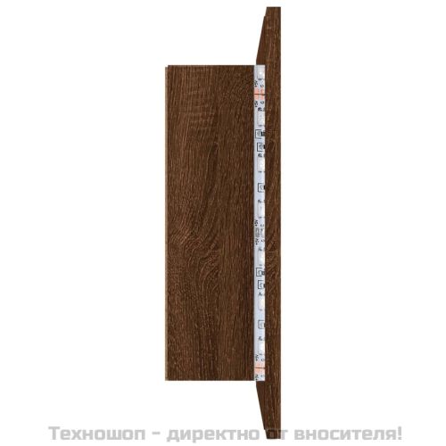 LED огледален шкаф, кафяв дъб, 60x12x45 см, инженерно дърво
