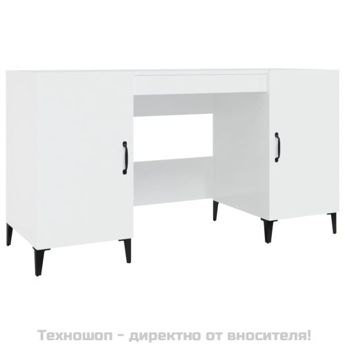 Бюро, бял гланц, 140x50x75 см, инженерно дърво