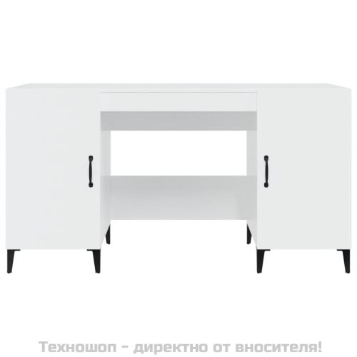 Бюро, бял гланц, 140x50x75 см, инженерно дърво