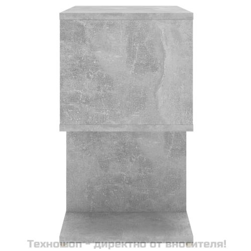 Нощно шкафче, бетонно сиво, 50x30x51,5 см, инженерно дърво