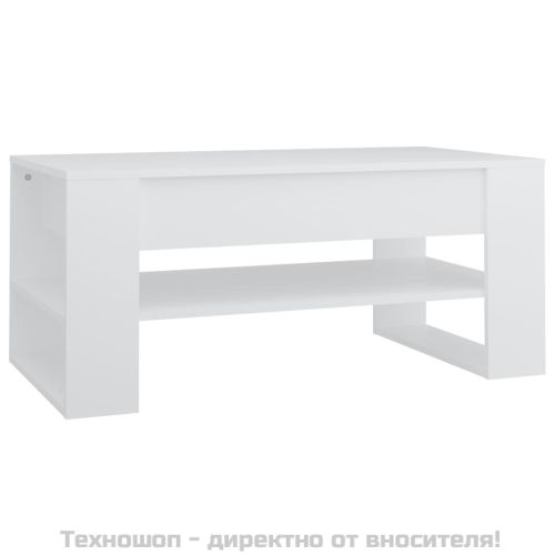 Маса за кафе, бяла, 102x55x45 см, инженерно дърво