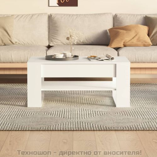 Маса за кафе, бяла, 102x55x45 см, инженерно дърво