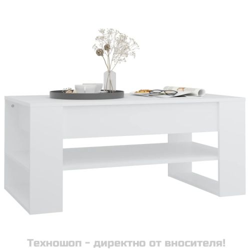 Маса за кафе, бяла, 102x55x45 см, инженерно дърво