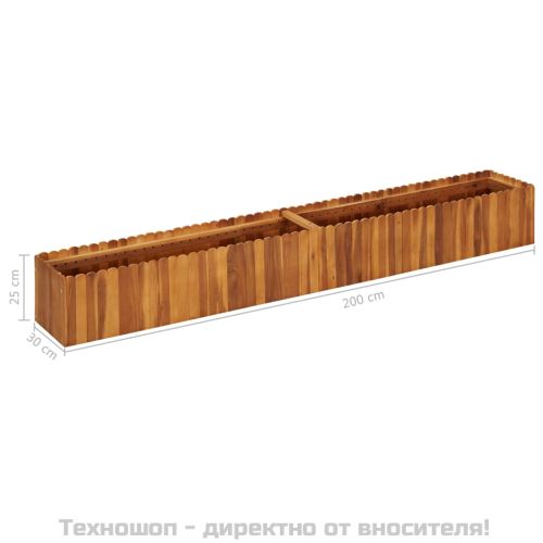 Градинска повдигната леха, 200x30х25 см, акациево дърво масив