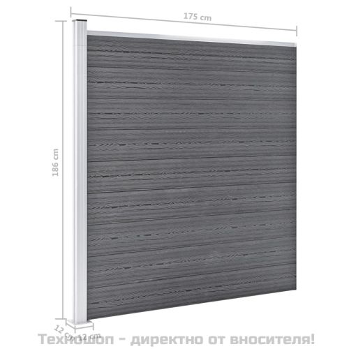 Градинска ограда, WPC, 175x186 см, сива