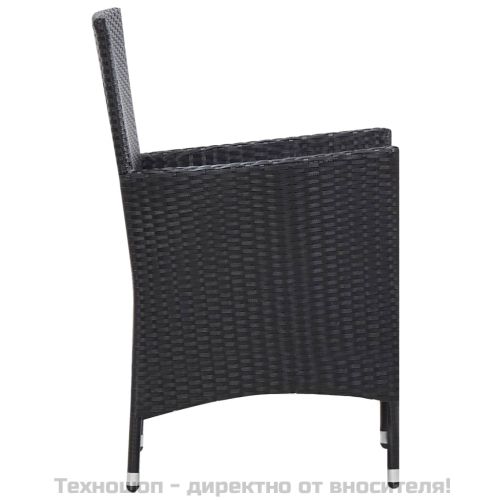 Градински трапезен комплект, 7 части, полиратан, черен
