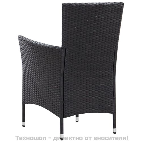 Градински трапезен комплект, 7 части, полиратан, черен