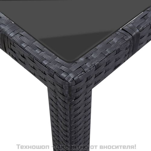 Градински трапезен комплект, 7 части, полиратан, черен