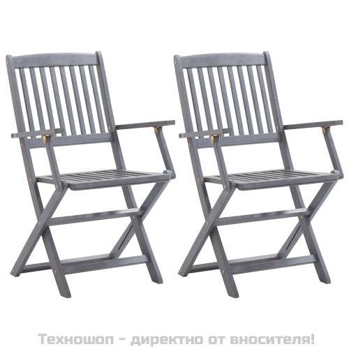 Сгъваеми градински столове, 2 бр, акация масив