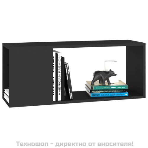 ТВ шкаф, черен, 80x24x32 см, инженерно дърво