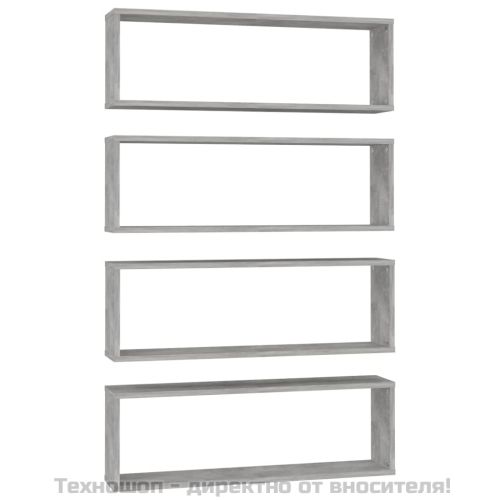 Стенни рафтове 4 бр бетонно сиви 80x15x26,5 см инженерно дърво