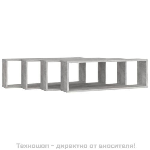 Стенни рафтове 4 бр бетонно сиви 80x15x26,5 см инженерно дърво
