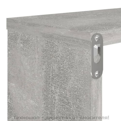 Стенни рафтове 4 бр бетонно сиви 80x15x26,5 см инженерно дърво