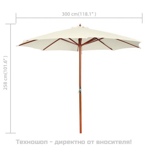 Чадър за слънце, 300х258 см, пясъчнобял