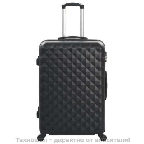 Комплект твърди куфари с колелца, 3 бр, черни, ABS