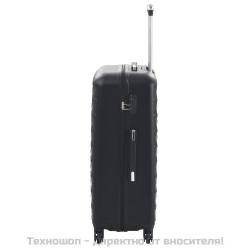 Комплект твърди куфари с колелца, 3 бр, черни, ABS