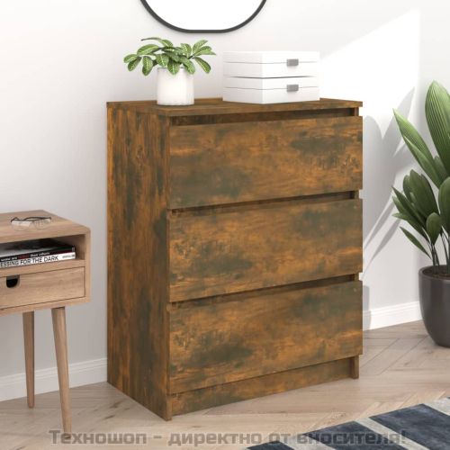 Сайдборд, опушен дъб, 60x35x76 см, инженерно дърво