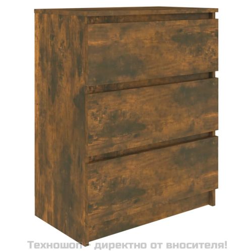 Сайдборд, опушен дъб, 60x35x76 см, инженерно дърво