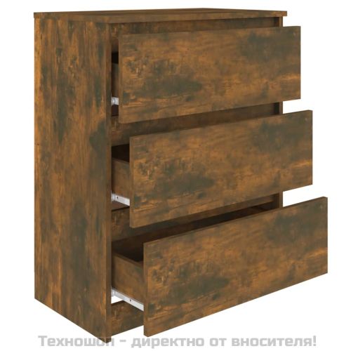 Сайдборд, опушен дъб, 60x35x76 см, инженерно дърво