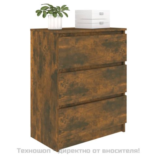 Сайдборд, опушен дъб, 60x35x76 см, инженерно дърво