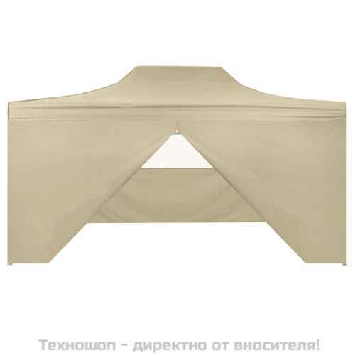 Сгъваема шатра с 4 странични стени, 3х4,5 м, кремавобяла