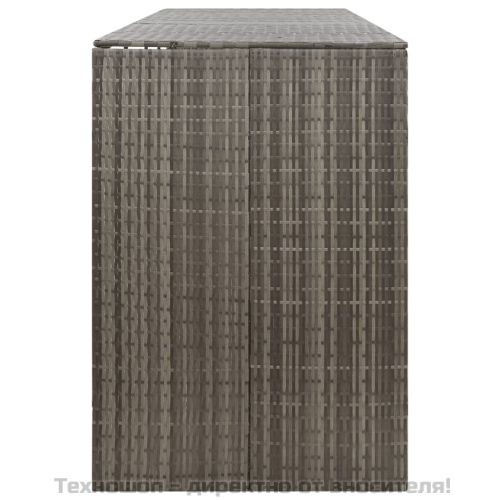 Четворен навес за кошове за боклук сив 274x80x117 см полиратан