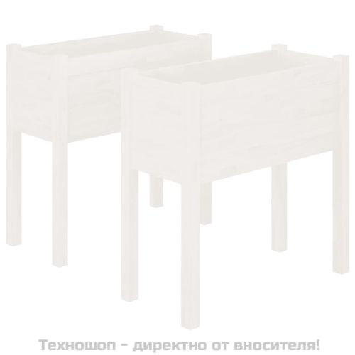Градински сандъци, 2 бр, бели, 70x31x70 см, бор масив