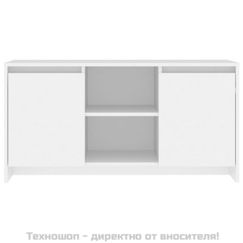 ТВ шкаф, бял, 102x37,5x52,5 см, инженерно дърво