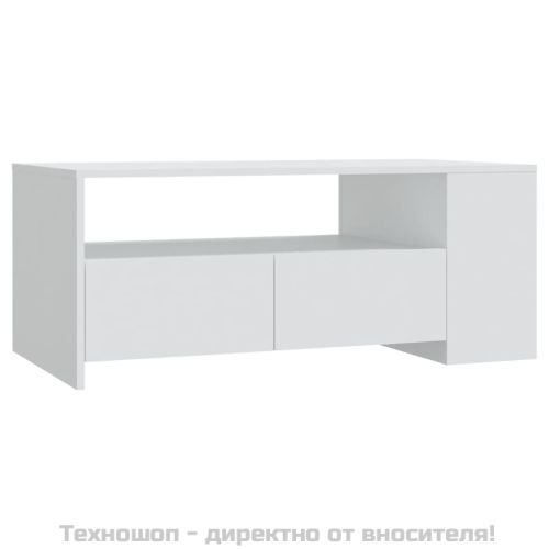 Кафе маса, бяла, 102x55x42 см, инженерно дърво