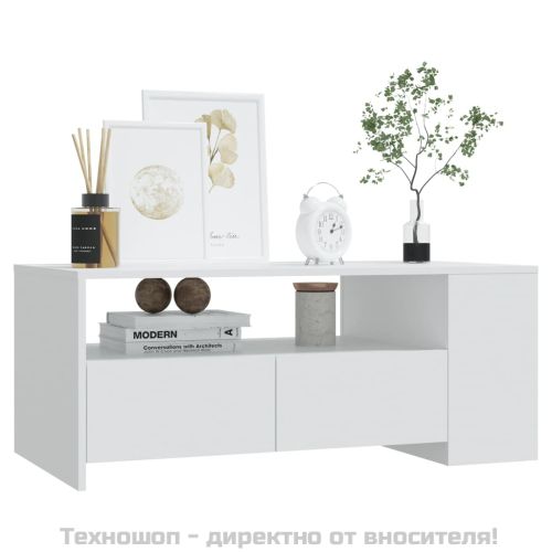 Кафе маса, бяла, 102x55x42 см, инженерно дърво