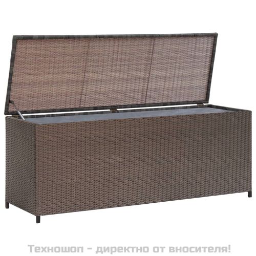 Градински сандък за съхранение, кафяв, 120x50x60 см, полиратан