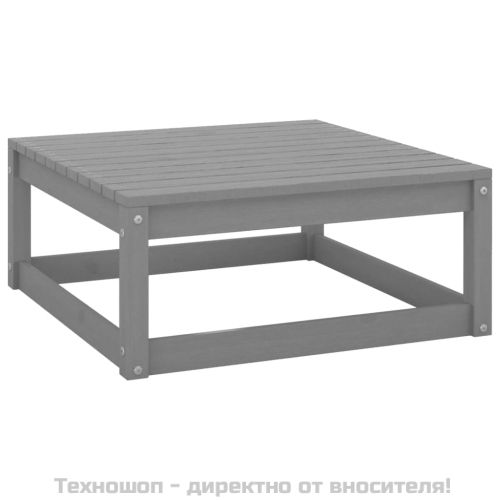 Градински табуретки с възглавници, 2 бр, сиви, бор масив