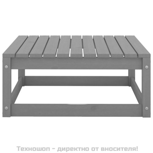 Градински табуретки с възглавници, 2 бр, сиви, бор масив