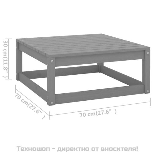Градински табуретки с възглавници, 2 бр, сиви, бор масив