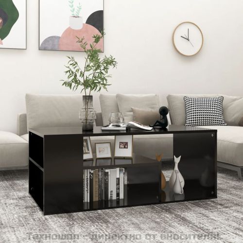 Кафе маса, черна, 100x50x40 см, инженерно дърво