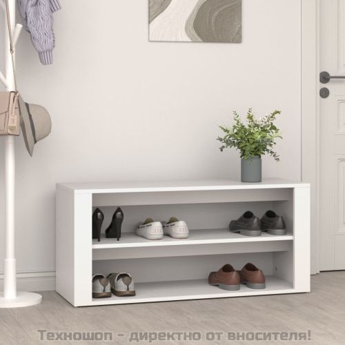 Етажерка за обувки, бяла, 100x35x45 см, инженерно дърво