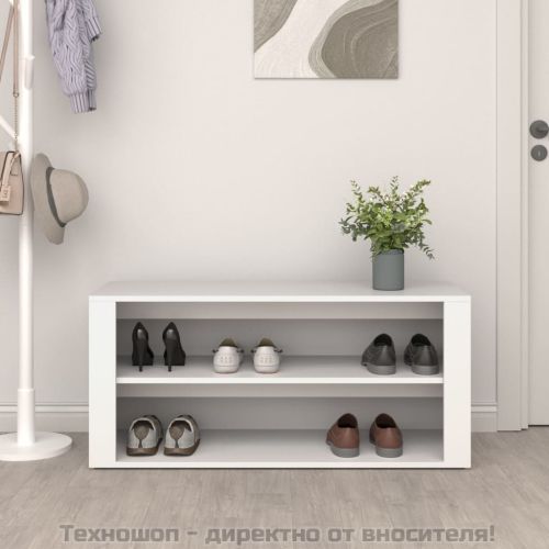 Етажерка за обувки, бяла, 100x35x45 см, инженерно дърво