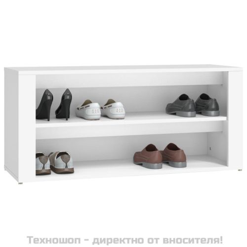 Етажерка за обувки, бяла, 100x35x45 см, инженерно дърво