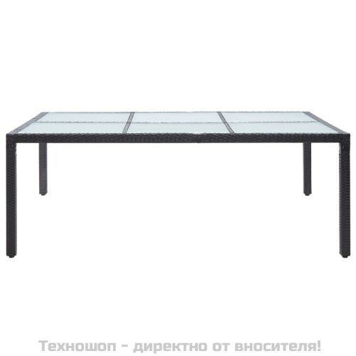 Градинска трапезна маса, черна, 200x150x74 см, полиратан