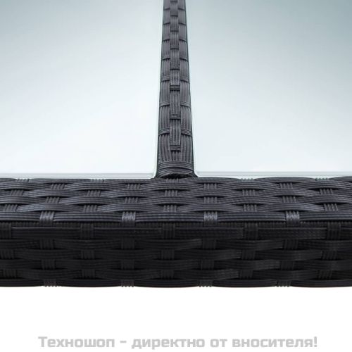 Градинска трапезна маса, черна, 200x150x74 см, полиратан