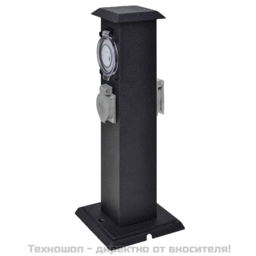 Черна градинска колона с контакт и таймер