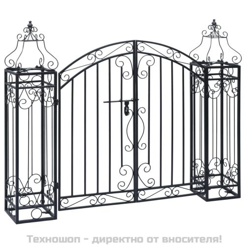 Градинска врата с орнаменти, ковано желязо, 122x20,5x100 см