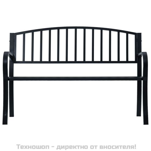 Градинска пейка, 125 см, черна, стомана