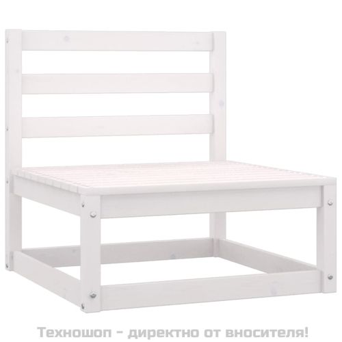 Градински лаундж комплект 2 части с възглавници бял бор масив
