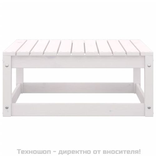 Градински лаундж комплект 2 части с възглавници бял бор масив