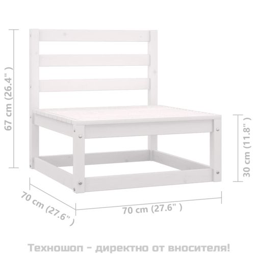 Градински лаундж комплект 2 части с възглавници бял бор масив