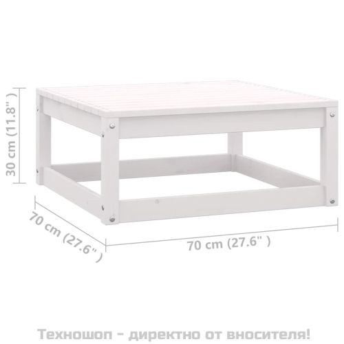 Градински лаундж комплект 2 части с възглавници бял бор масив