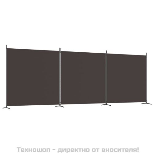 Параван за стая, 3 панела, кафяв, 525x180 см, плат