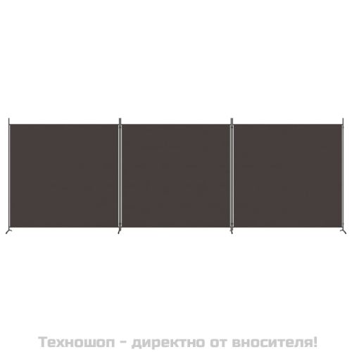 Параван за стая, 3 панела, кафяв, 525x180 см, плат